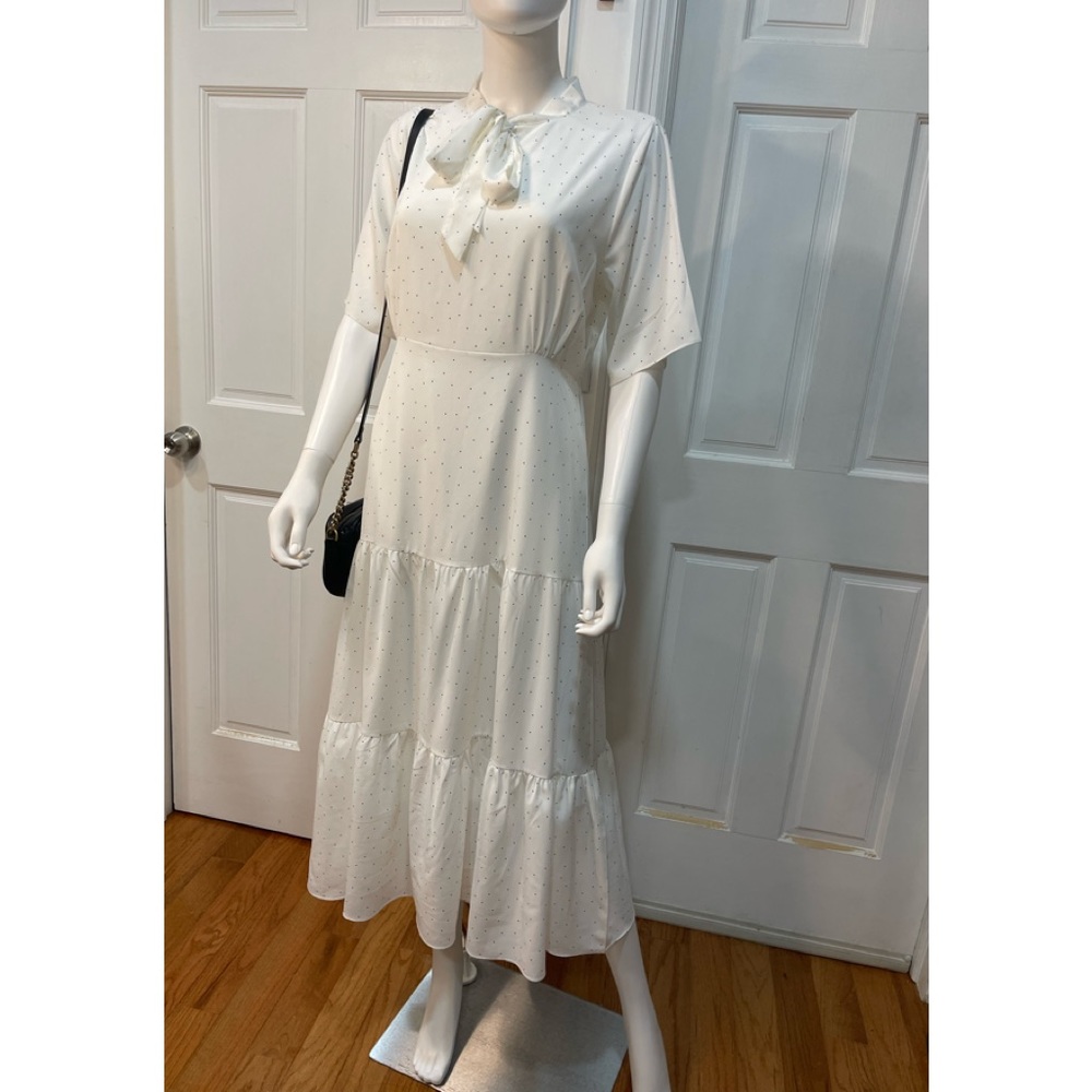 White Polka dots Maxi Dress